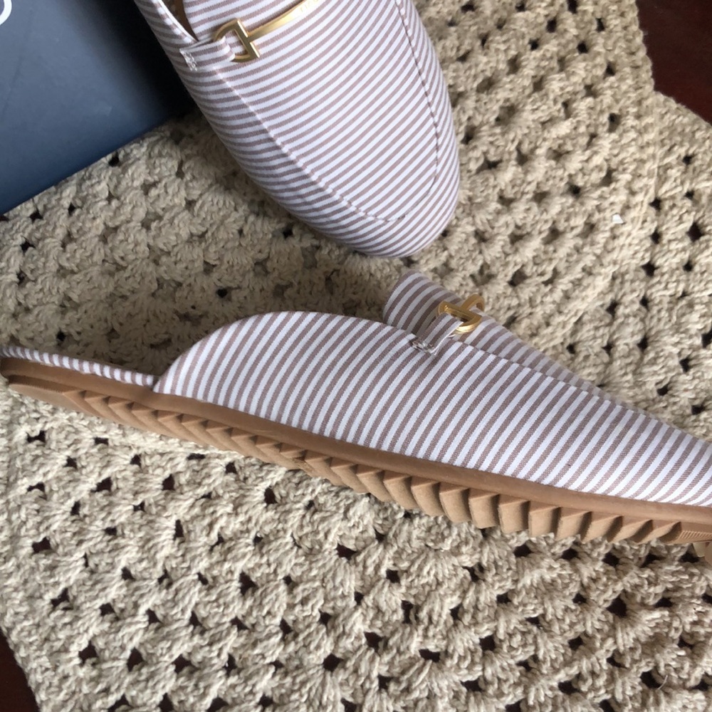 Nautica Tan & White Striped Slip-On Mules with Gold Accent - Picture 4 of 12